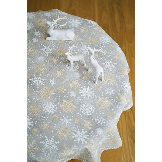 Christmas Motive Snowflakes Round Tablecloth