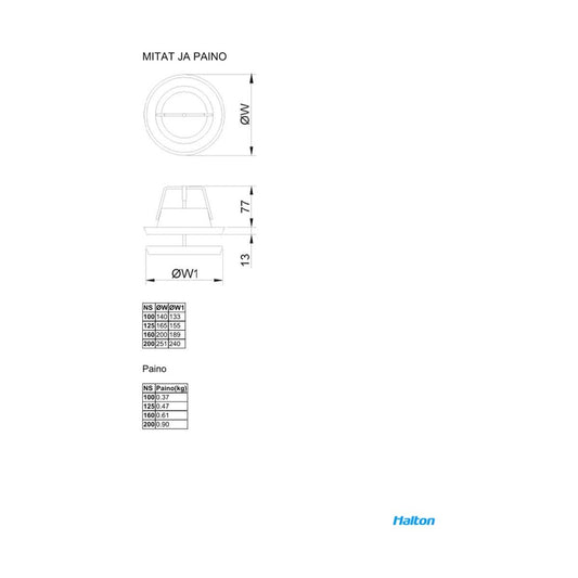 TULO-/POISTOVENTTIILI HALTON ULA-125, JOUSIKIINN,VALKOINEN
