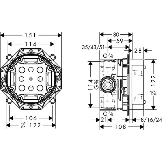 PIILOASENNUSHANA HANSGROHE 01800180 IBOX UNIVERSAL RUNKO