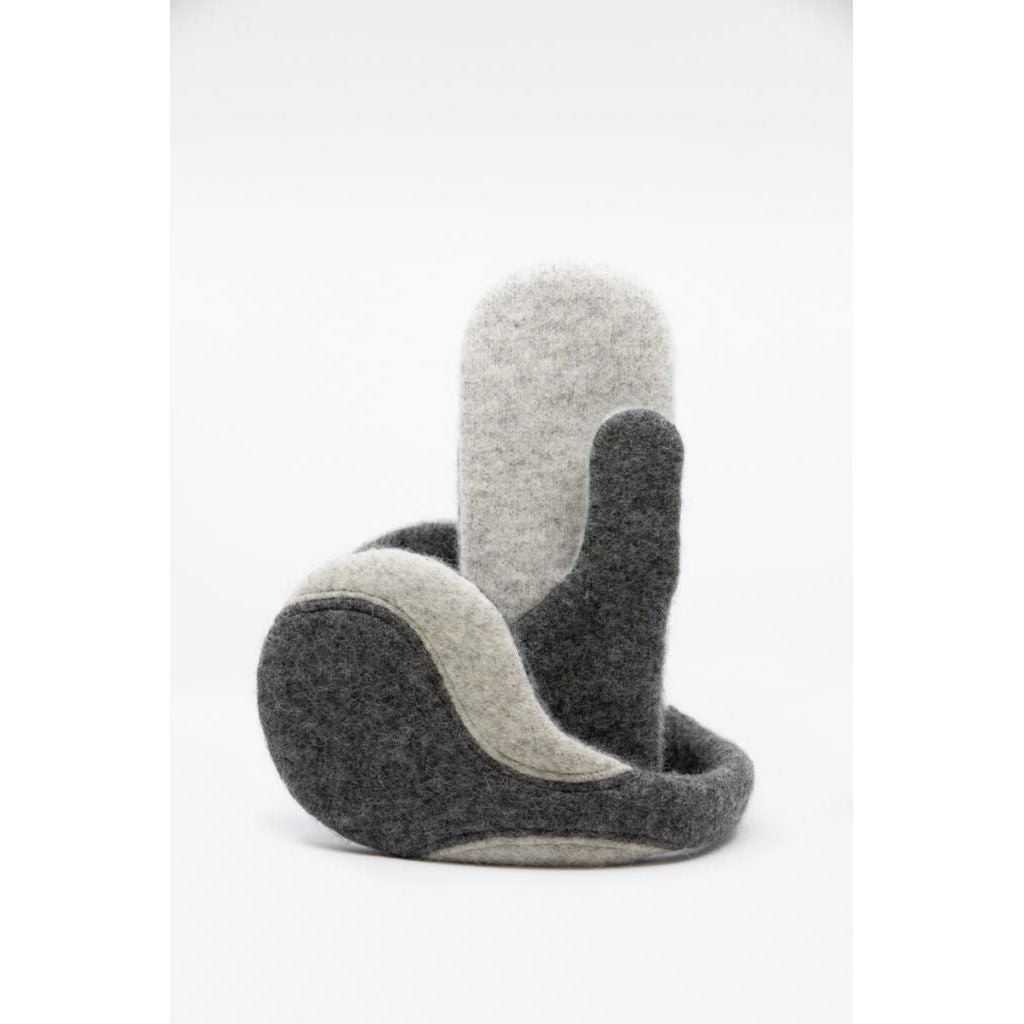Felted Wool Earmuffs - Medium Grey, Lightest Grey