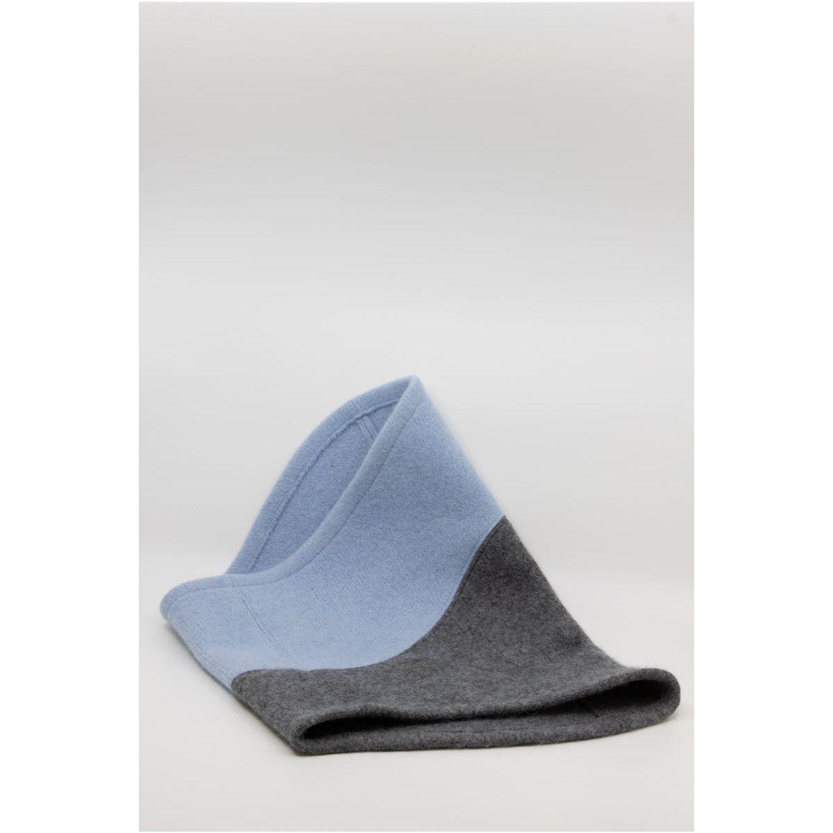 Felted Wool Tube Scarf - Medium Grey, Light Blue