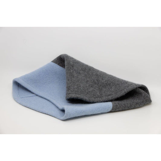 Felted Wool Tube Scarf - Medium Grey, Light Blue