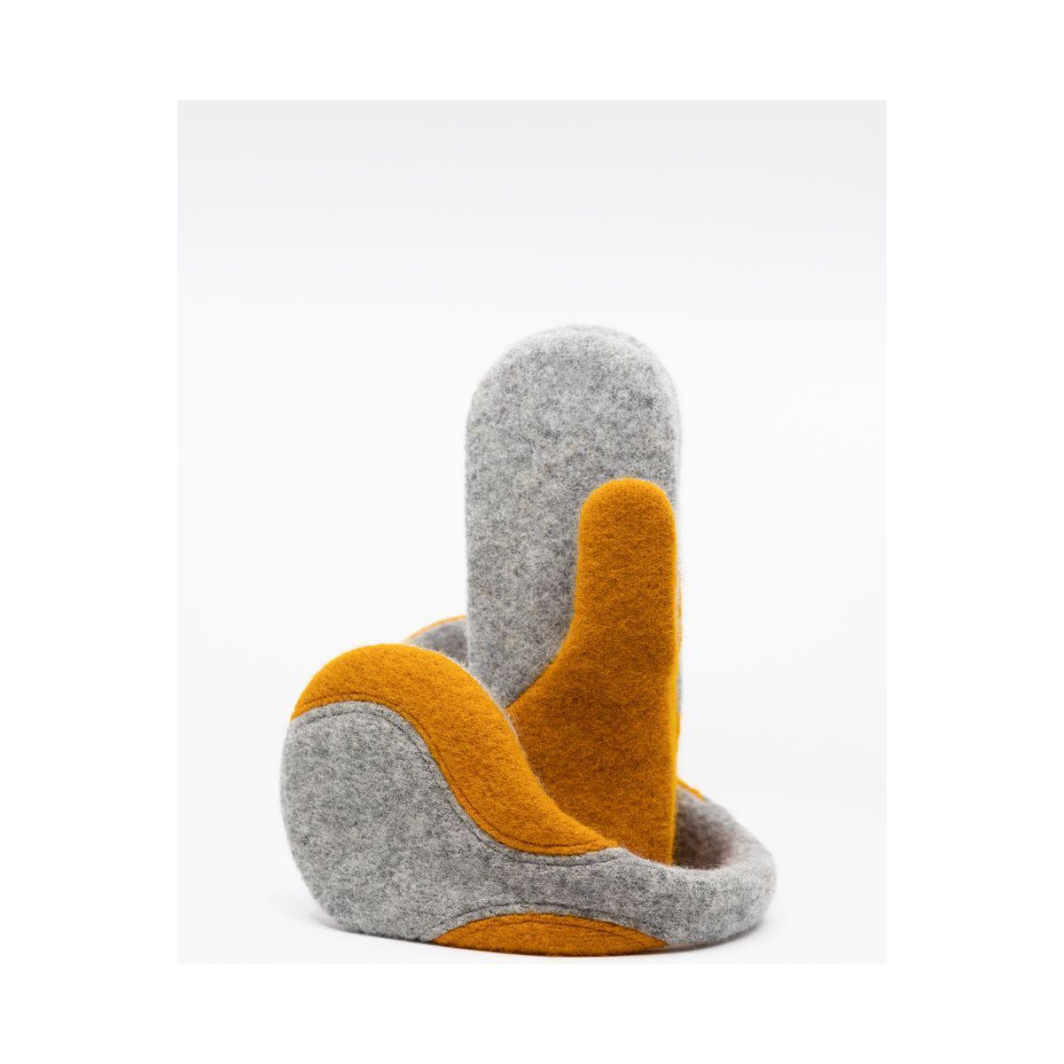 Felted Wool Earmuffs - Light Grey, Curcuma