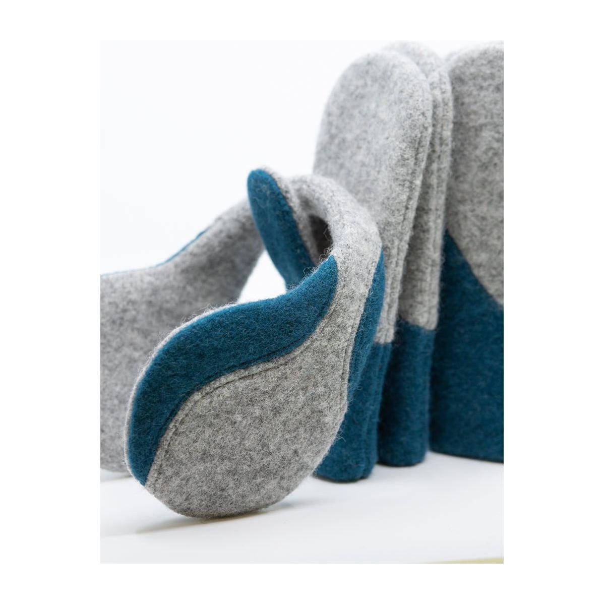 Felted Wool Earmuffs - Light Grey, Aquamarine