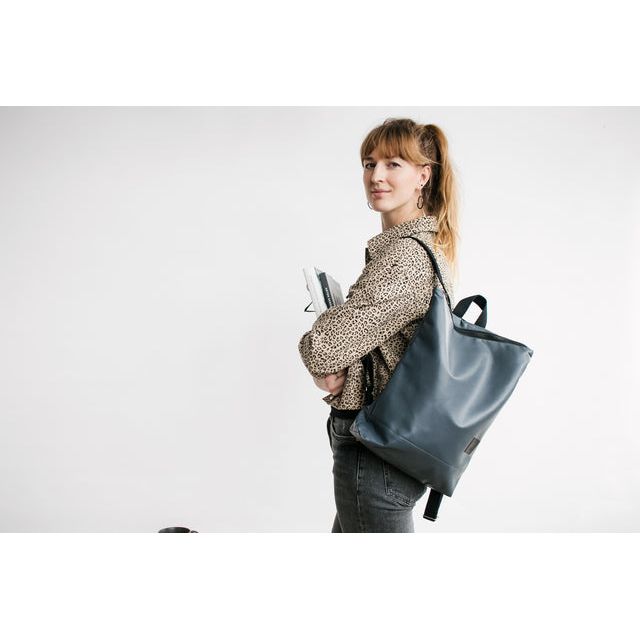 Faux Leather Backpack - Grey
