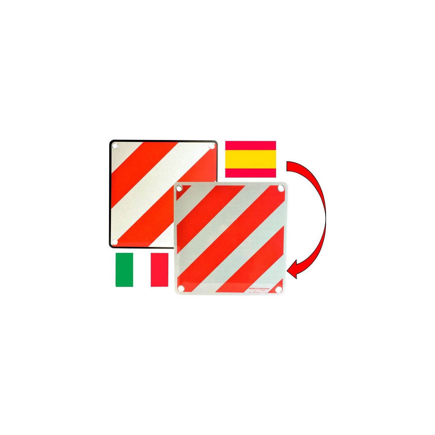 IWH alumiininen käännettävä varoituskyltti 2-in-1 Italia / Espanja 50 x 50 cm | 097605 | Kotikauppa