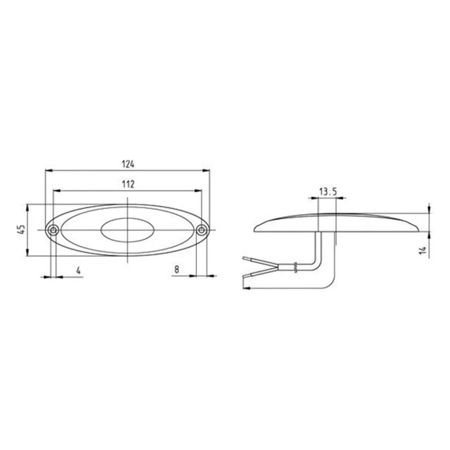 Jokon sivuvalo, johto 200mm, LED, kelt. 124x45mm, rv 112mm, SMLR 2010