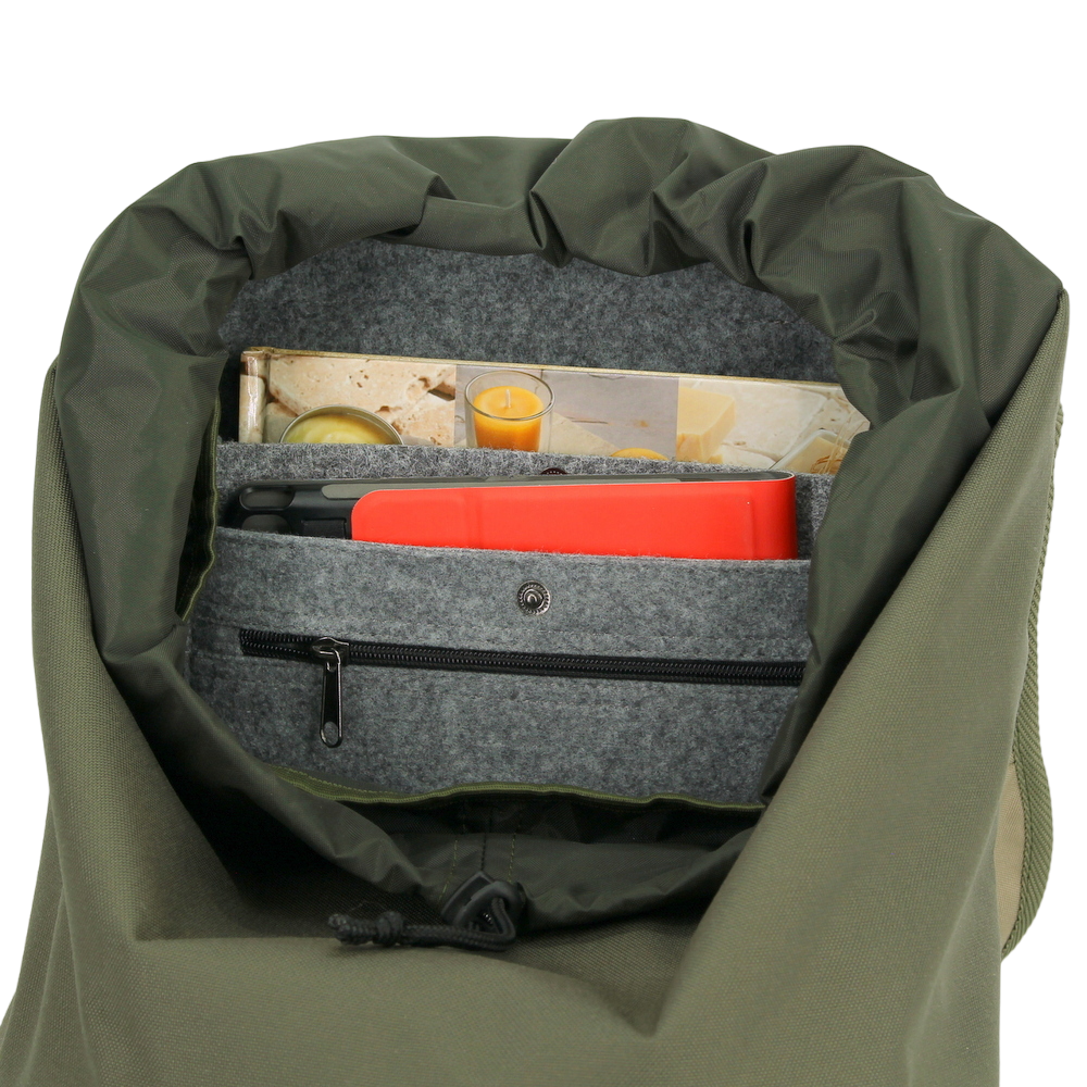 Kestävä ja vedenpitävä reppu Cafe 18l G-koukulla (khaki ja beige) - Kotikauppa