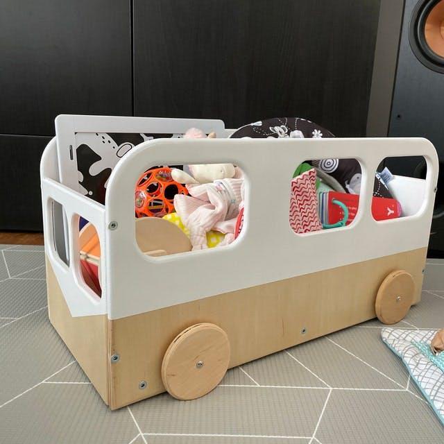 Kids Toy Storage Box on Wheels - Bus - Kotikauppa
