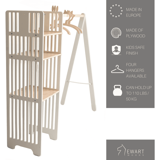 Kids Wooden Clothing Rack - Kotikauppa