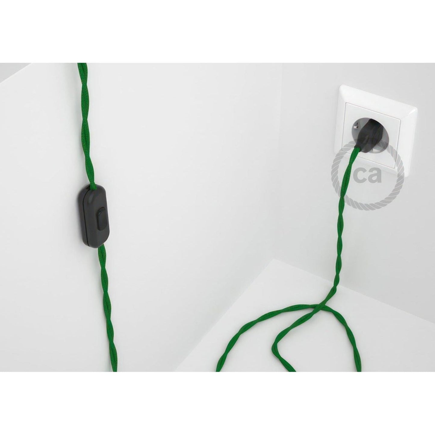 Kierretty rayon-virtajohto mustalla kytkimellä 1,80m (useita värejä) - Kotikauppa