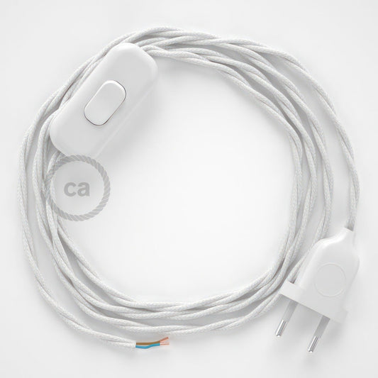 Kierretty rayon-virtajohto valkoisella kytkimellä 1,80m (useita värejä) - Kotikauppa
