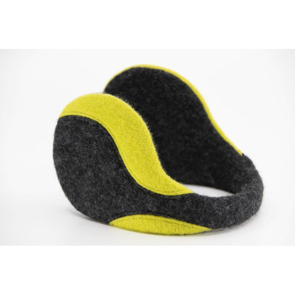 Felted Wool Earmuffs - Dark Grey, Apple Green