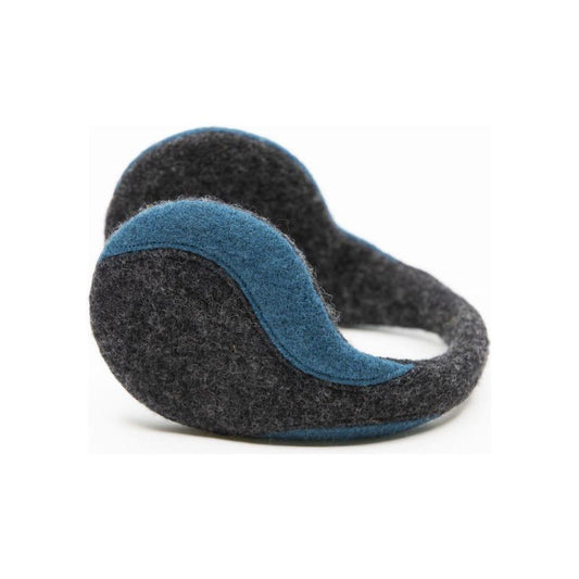 Felted Wool Earmuffs - Dark Grey, Aquamarine