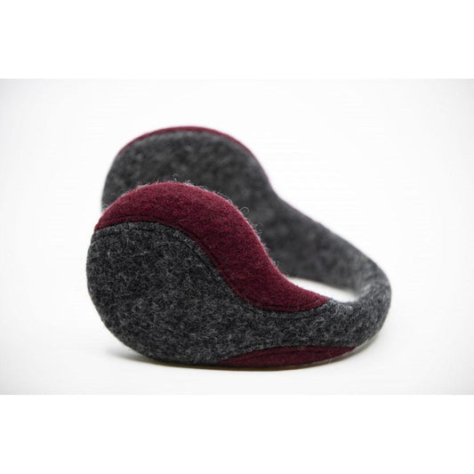 Felted Wool Earmuffs - Dark Grey, Bordeaux