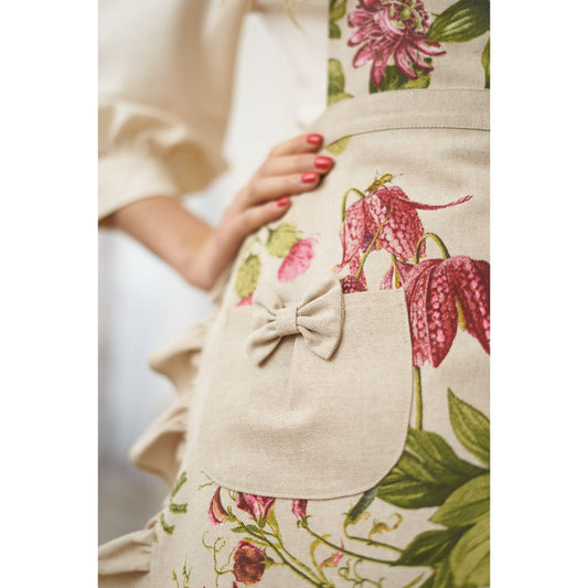 Ladies Half Apron with Ruffles and Pocket - Botanico - Kotikauppa