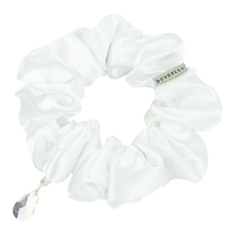 Murberry-silkki scrunchie/hiusdonitsi (valkoinen kristallilla)-Dondella
