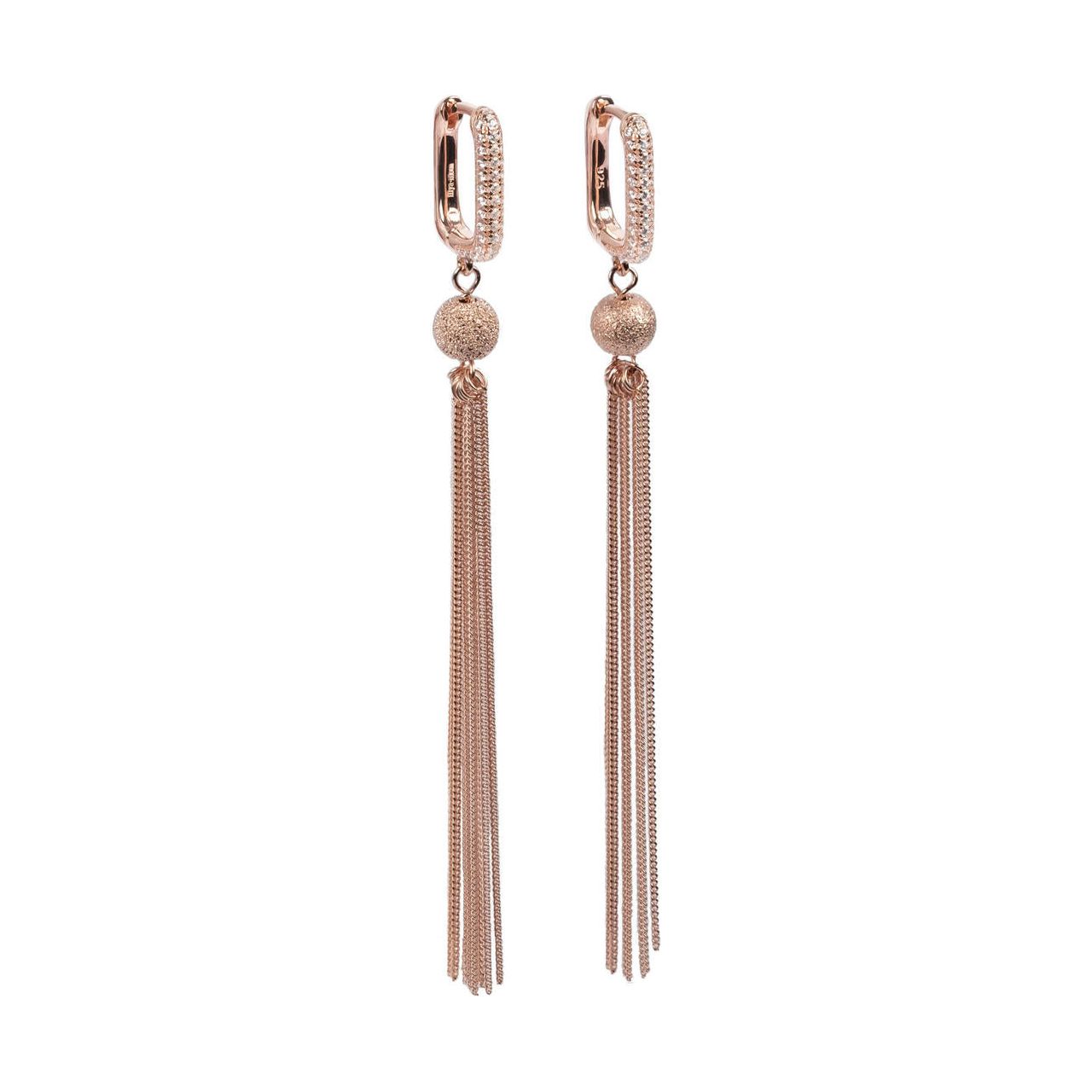 Metropolitan Glow White Tassel Earrings - Rose Gold and Silver