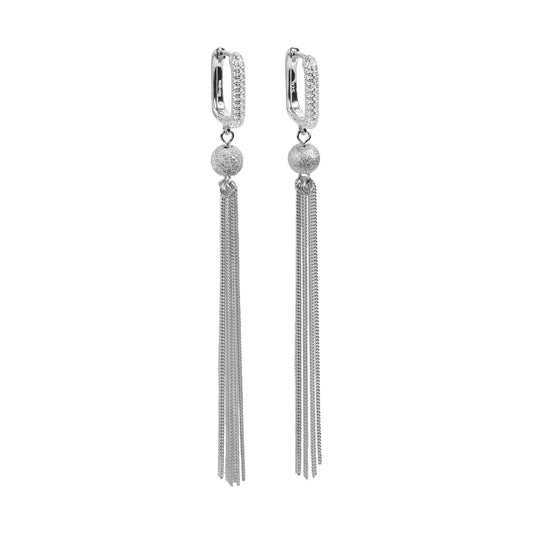 Metropolitan Glow White Tassel Earrings - Rose Gold and Silver