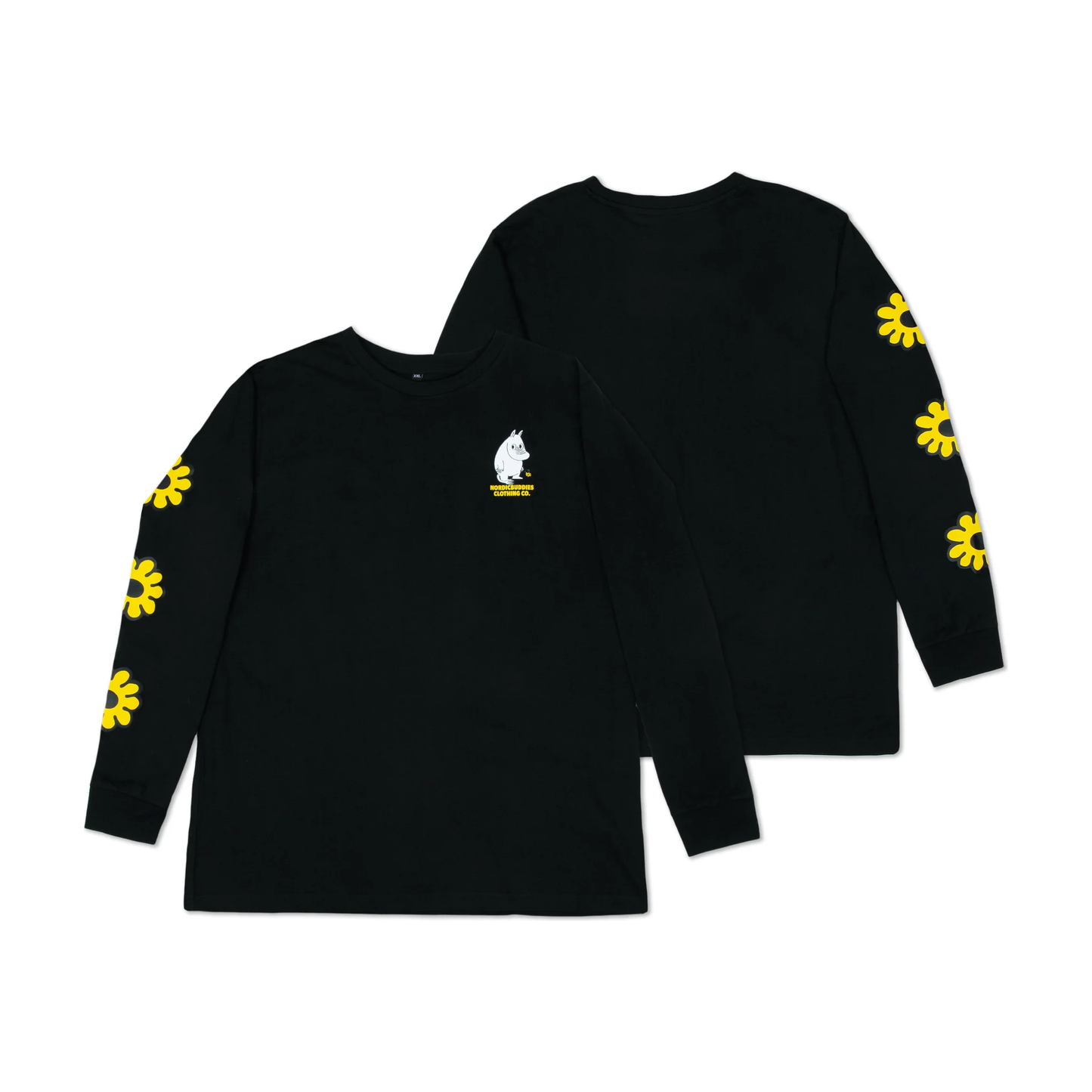 Moomintroll's Flower Longsleeve Shirt With Cuffrib Unisex - Black