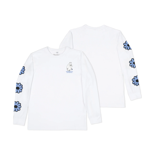 Moomintroll's Flower Longsleeve Shirt With Cuffrib Unisex - White