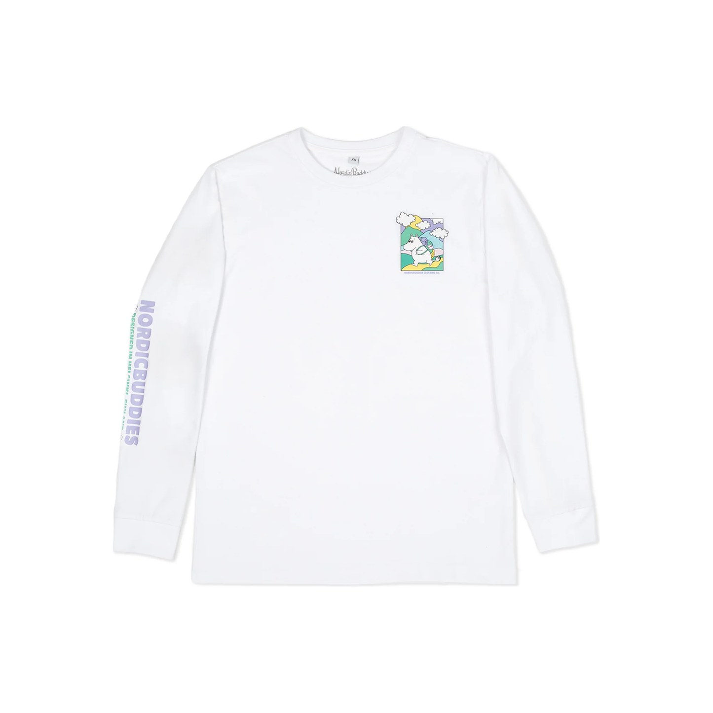 Moomintroll's Adventure Longsleeve Shirt With Cuffrib Unisex - White