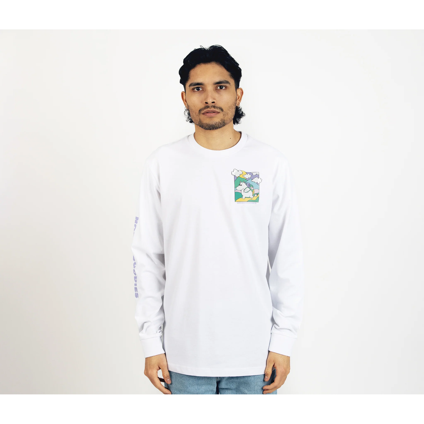Moomintroll's Adventure Longsleeve Shirt With Cuffrib Unisex - White