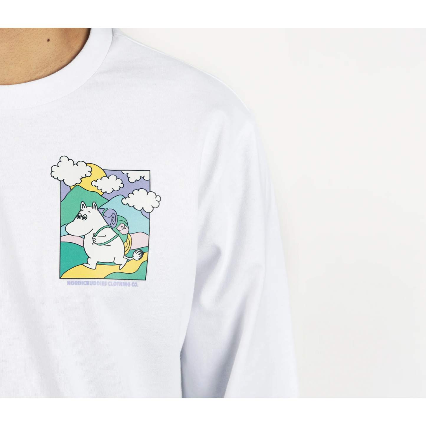Moomintroll's Adventure Longsleeve Shirt With Cuffrib Unisex - White