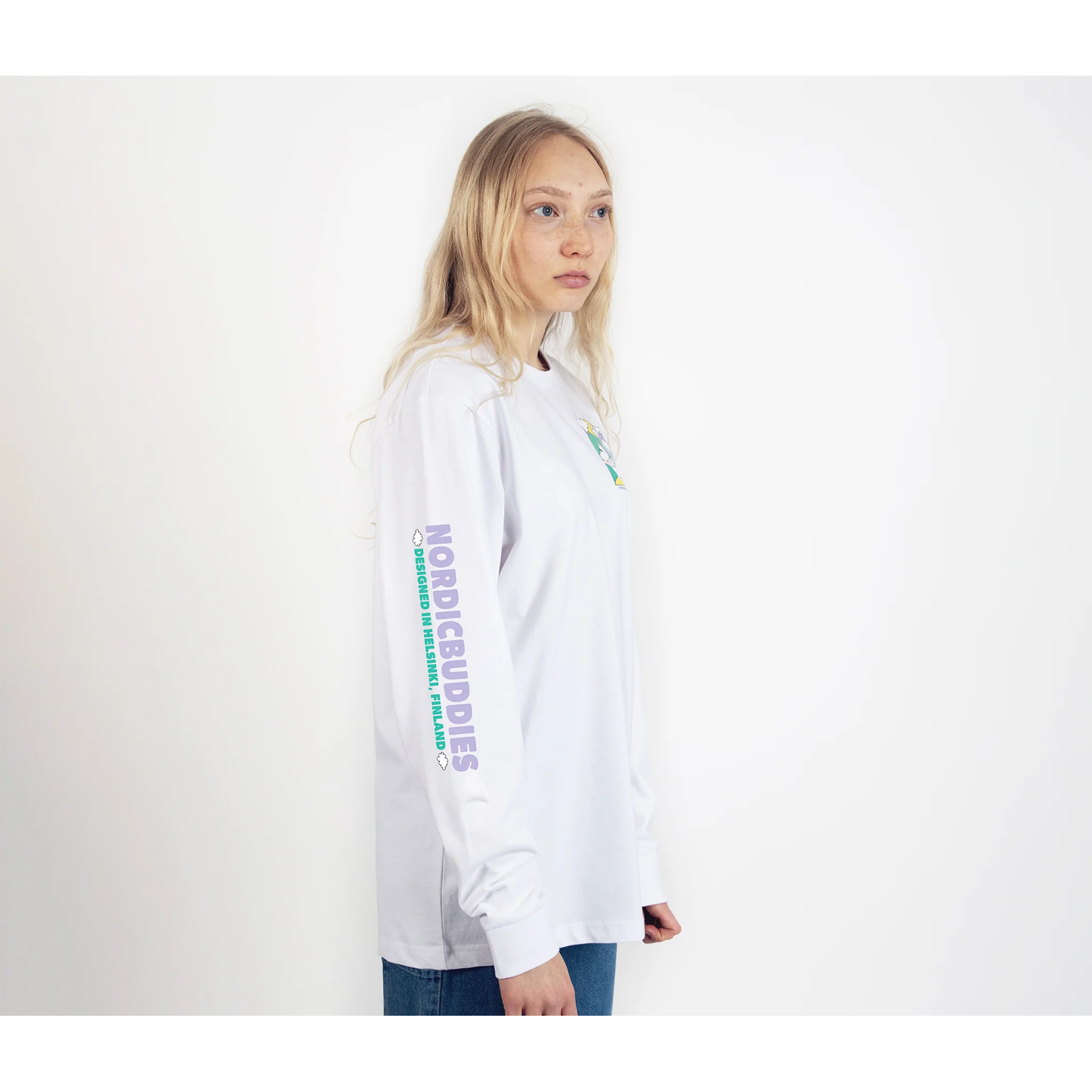 Moomintroll's Adventure Longsleeve Shirt With Cuffrib Unisex - White