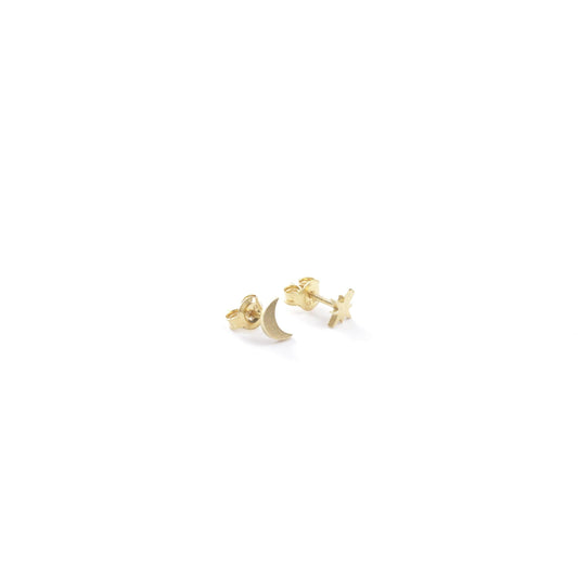 Moon and Star Stud Earrings