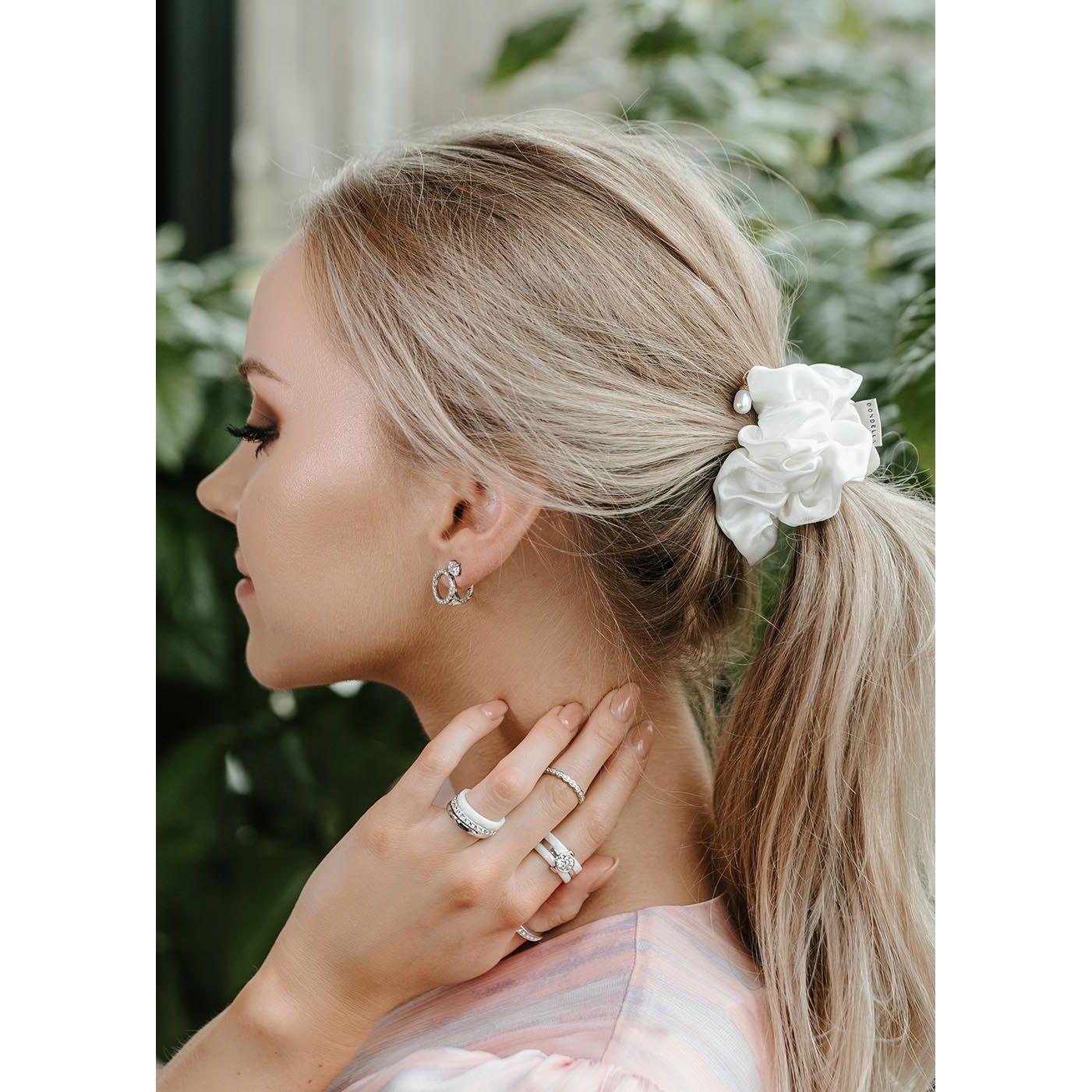 Murberry-silkki scrunchie/hiusdonitsi (helmi) - Kotikauppa