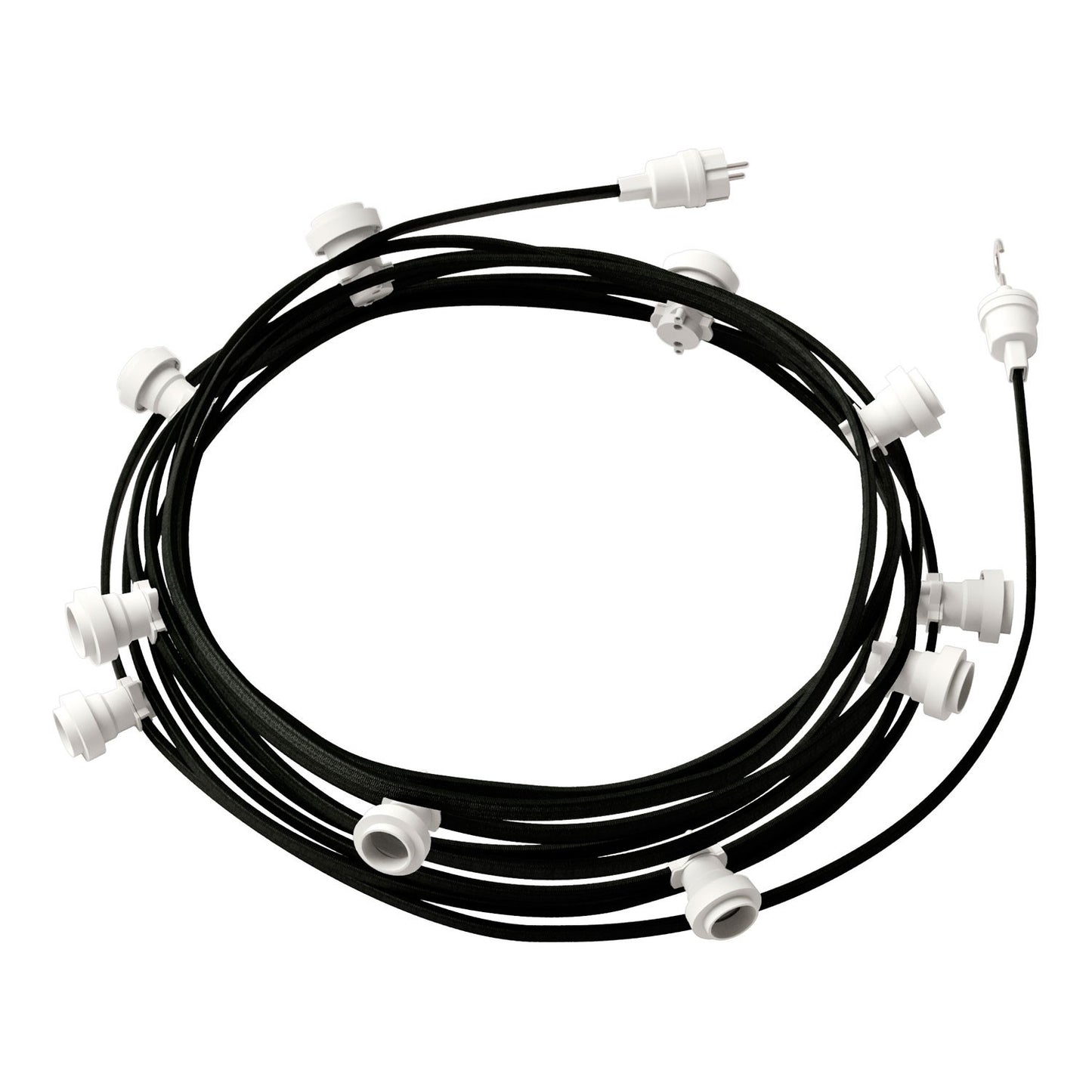 Käyttövalmis 12,5 m Lumet String Light -sarja valkoisilla liittimillä (E27, useita värejä)