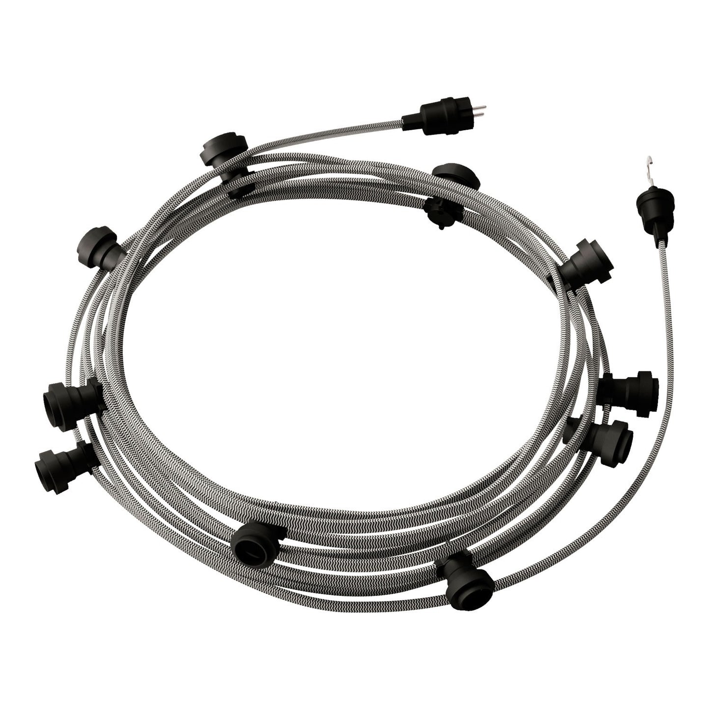 Käyttövalmis 12,5 m Lumet String Light -sarja mustilla liittimillä (E27, useita värejä)