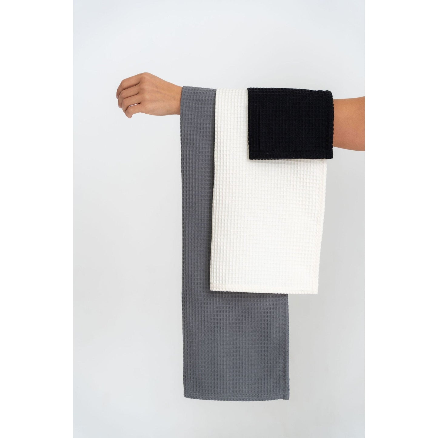 Organic Waffle Cotton Towel - Gray