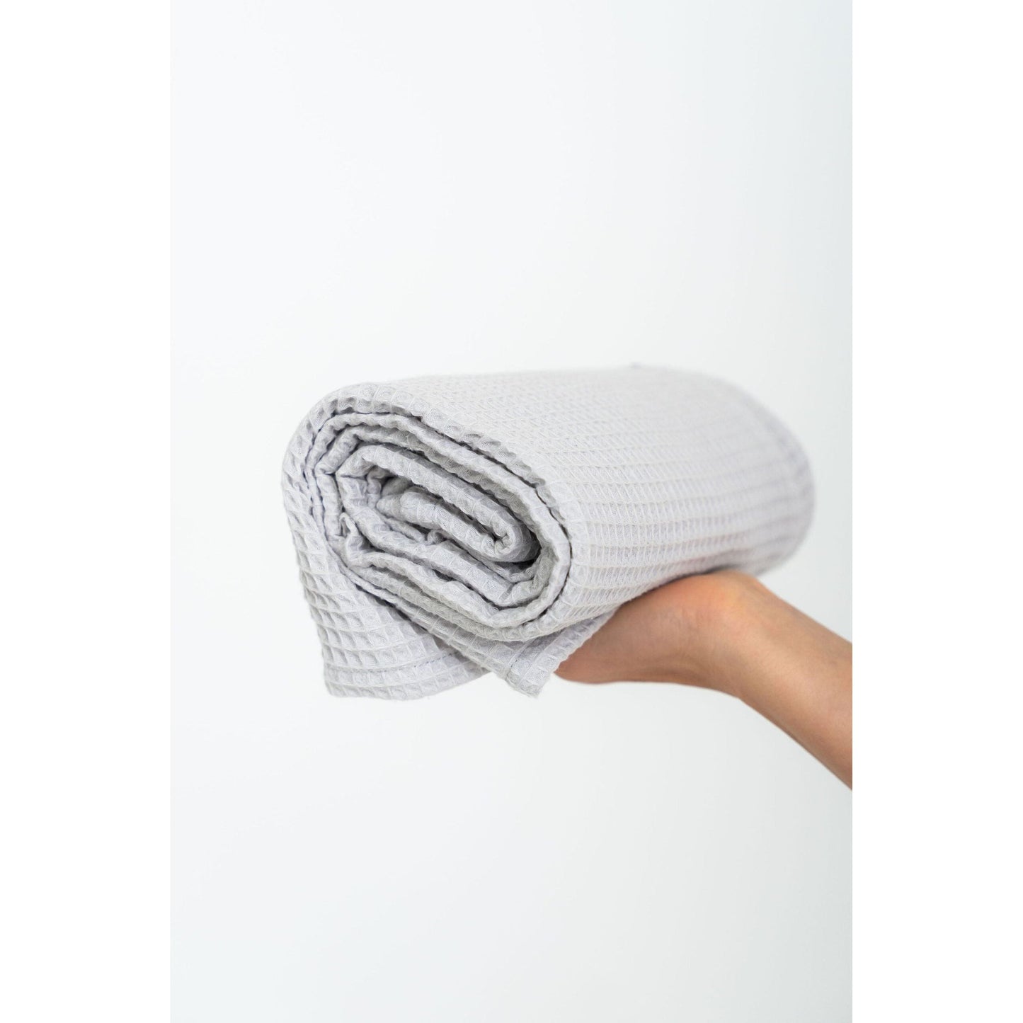 Organic Waffle Cotton Towel - Light Gray