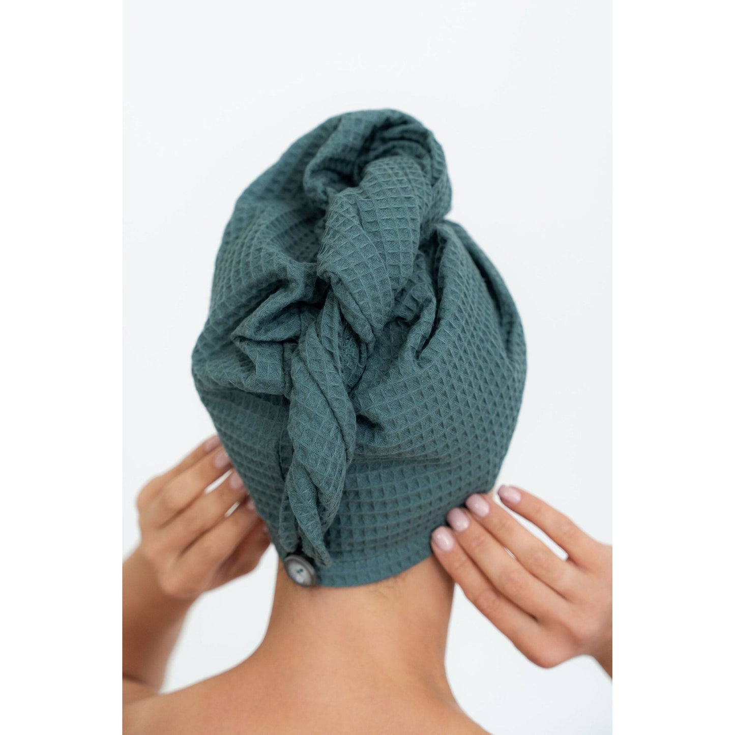 Secure Fit Cotton Hair Towel with Button Closure