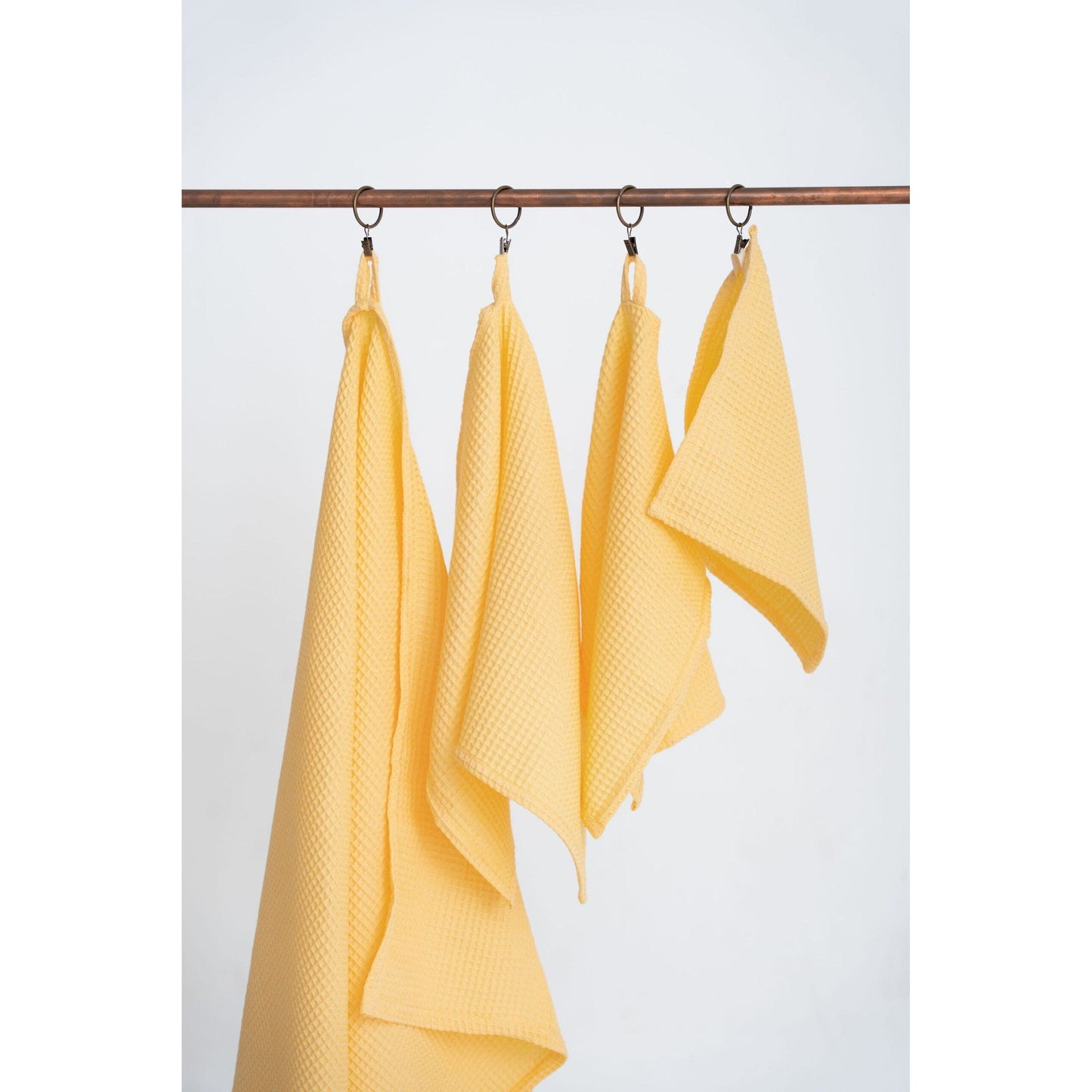 Organic Waffle Cotton Towel - Yellow