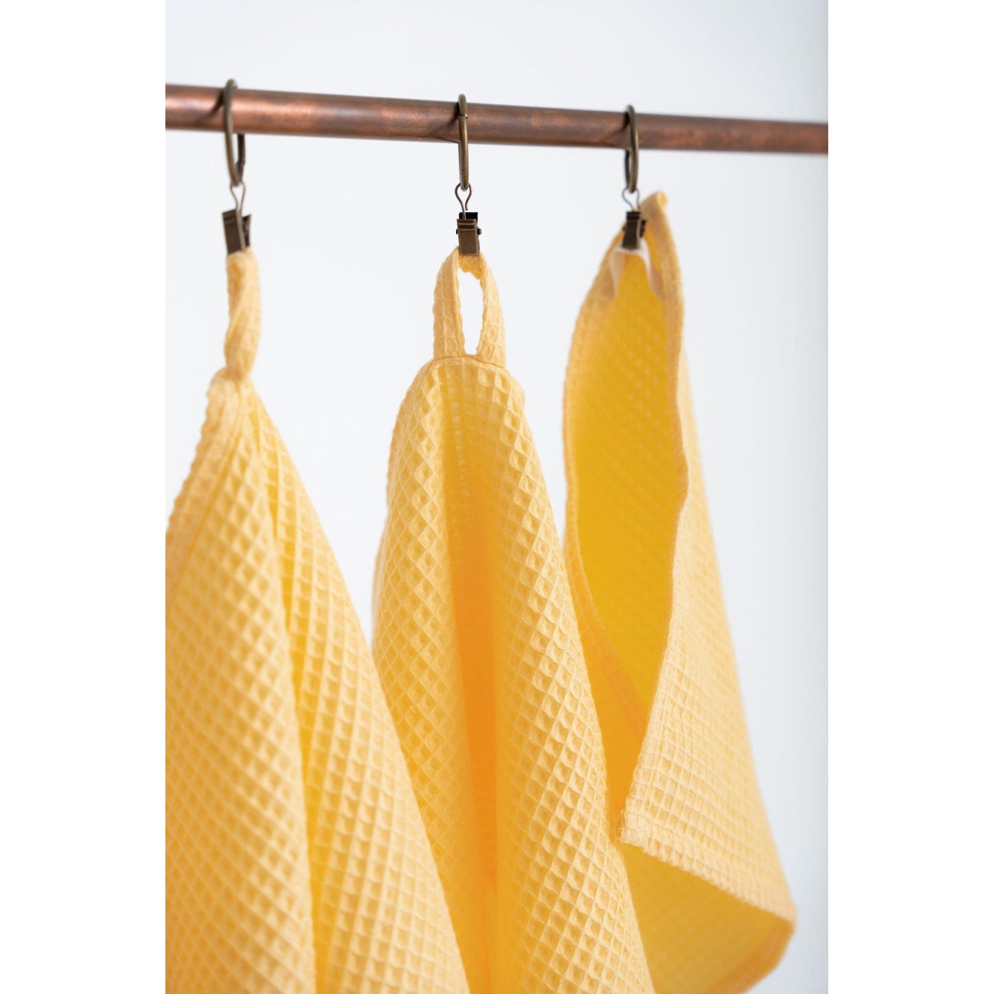 Organic Waffle Cotton Towel - Yellow