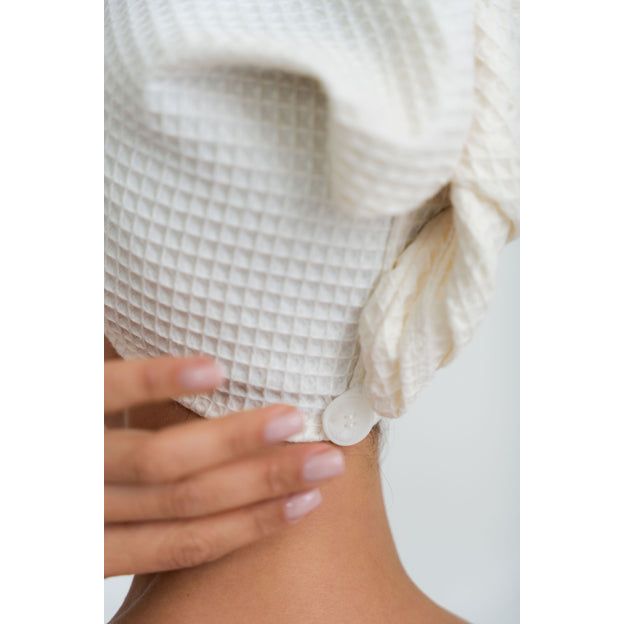 Secure Fit Cotton Hair Towel with Button Closure