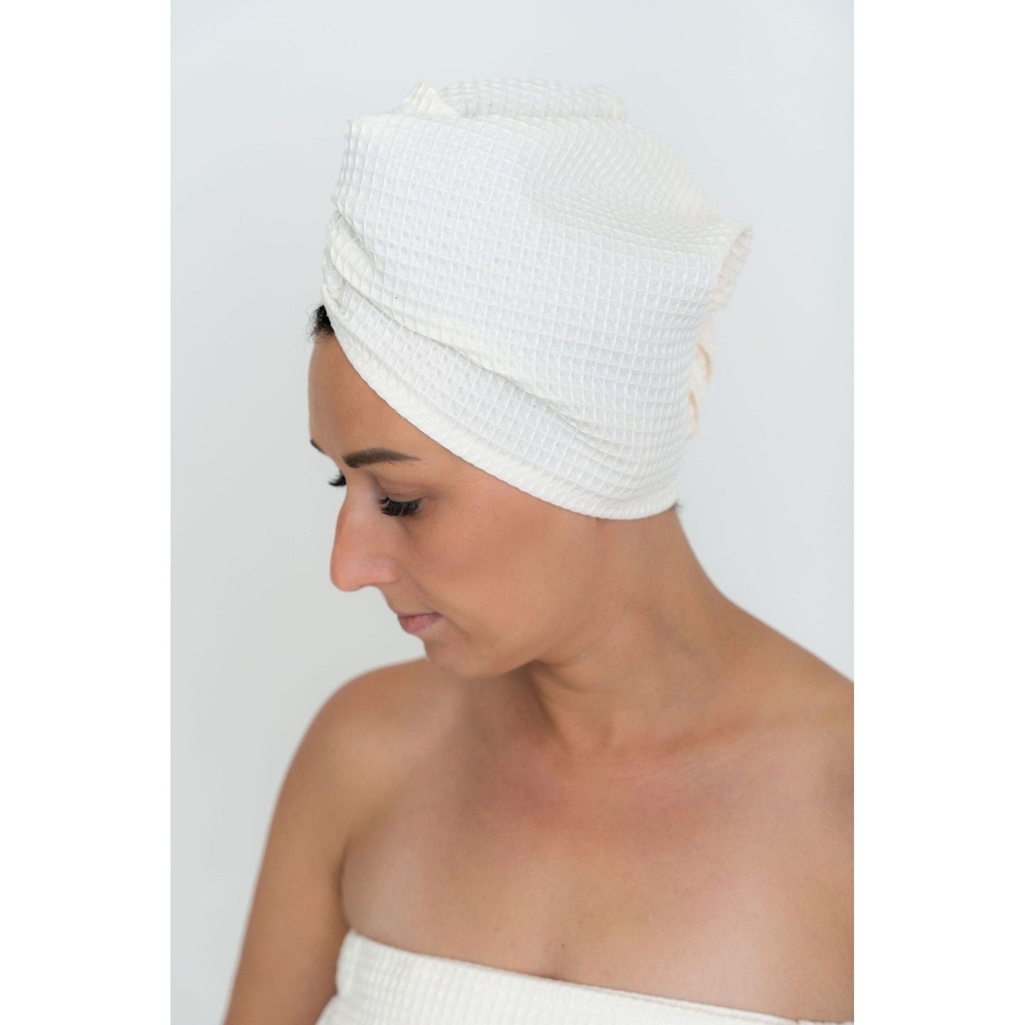 Secure Fit Cotton Hair Towel with Button Closure