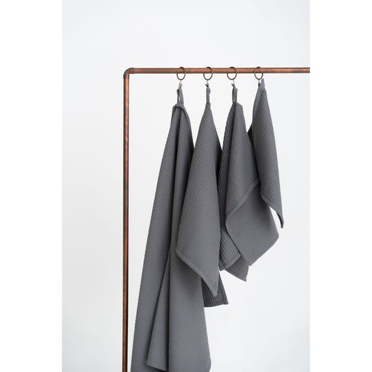 Organic Waffle Cotton Towel - Gray