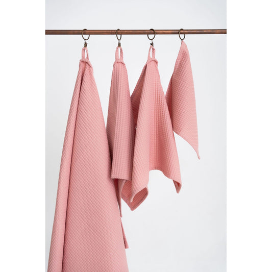 Organic Waffle Cotton Towel - Peach