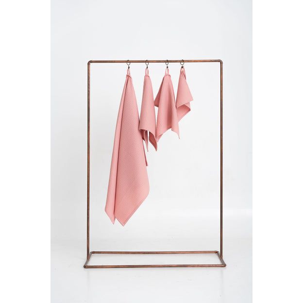 Organic Waffle Cotton Towel - Peach