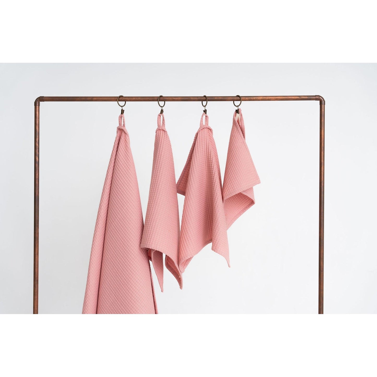 Organic Waffle Cotton Towel - Peach