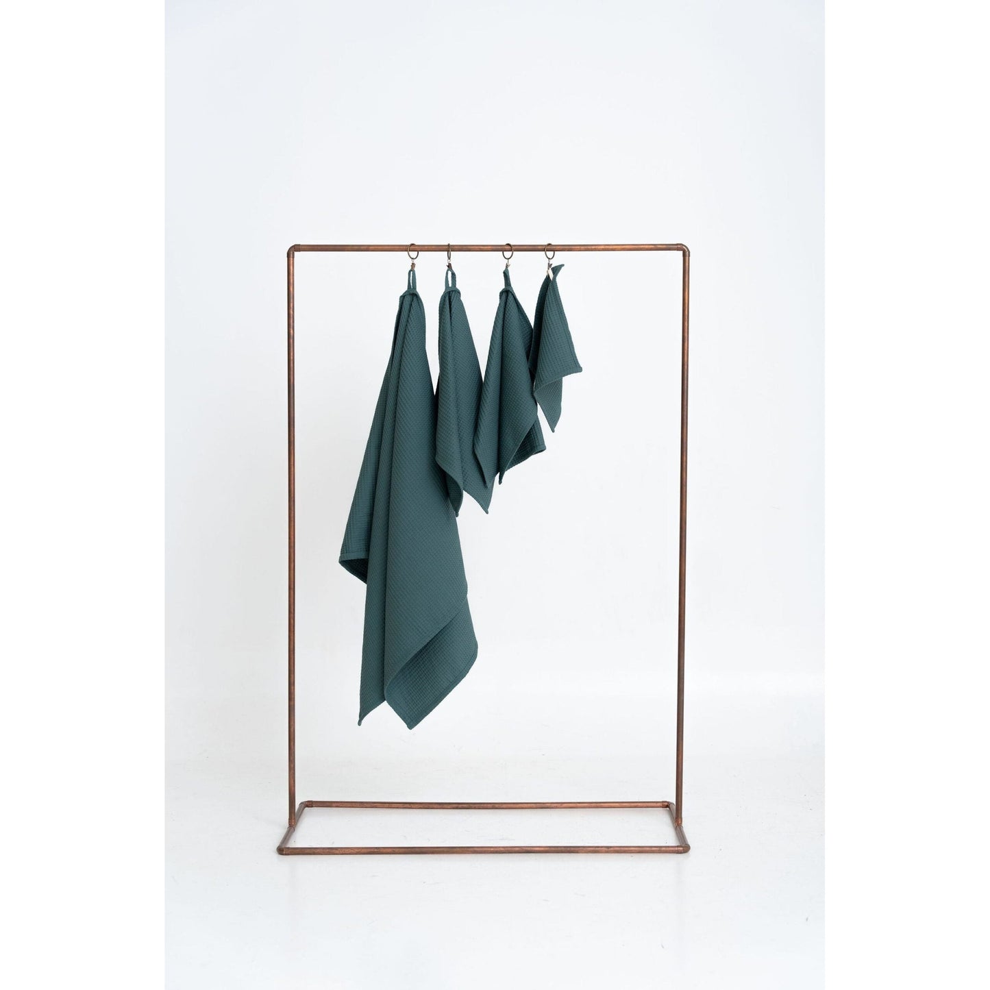 Organic Waffle Cotton Towel - Petrol