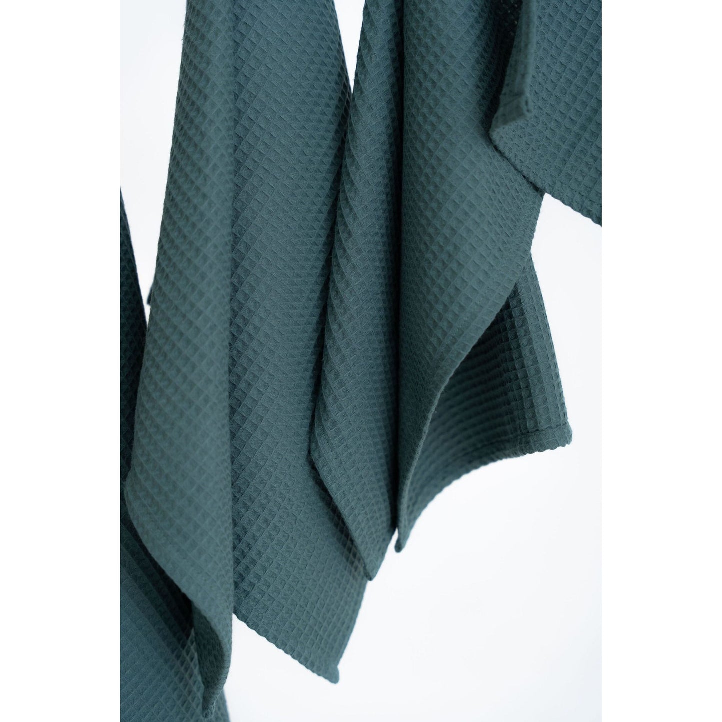 Organic Waffle Cotton Towel - Petrol