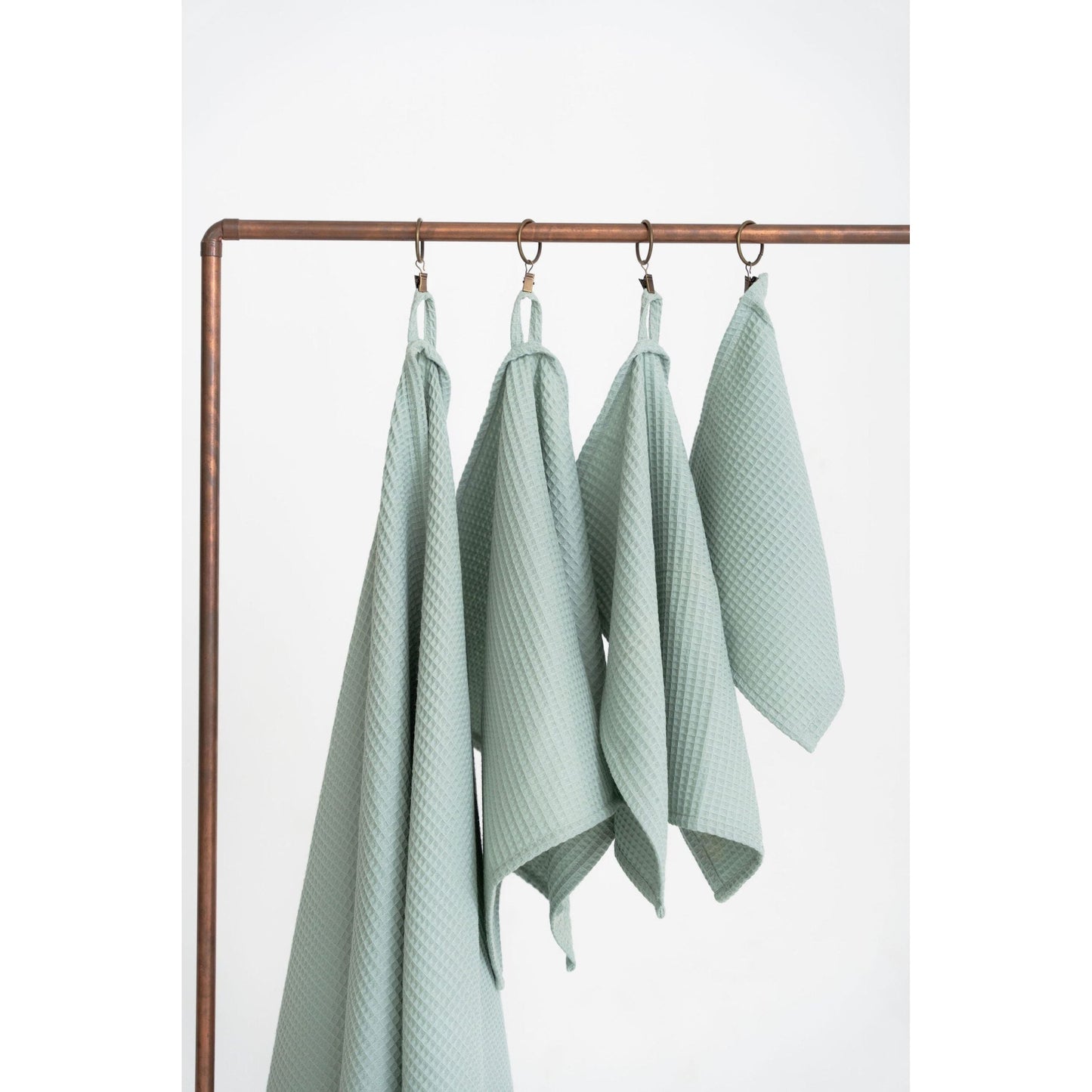 Organic Waffle Cotton Towel - Sage Green