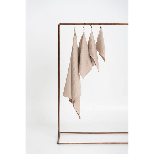 Organic Waffle Cotton Towel - Beige