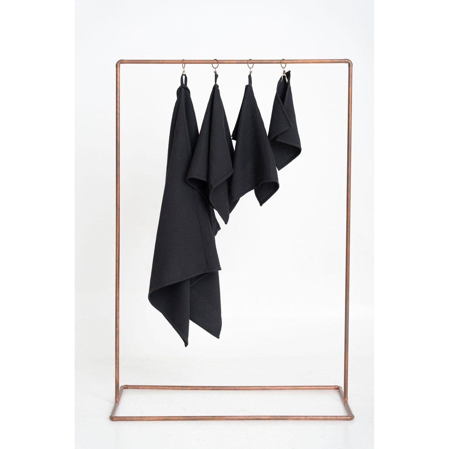 Organic Waffle Cotton Towel - Black