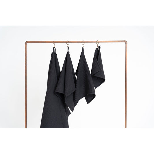 Organic Waffle Cotton Towel - Black